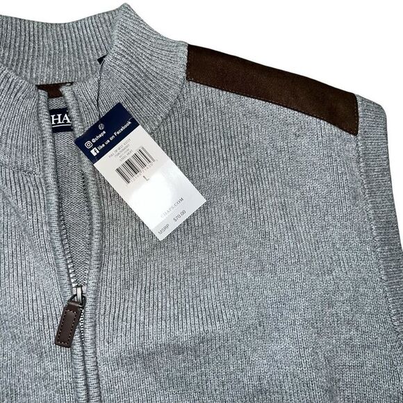 NWT CHAPS Men’s Grey Woven Zip Up Vest Size L - Picture 4 of 7
